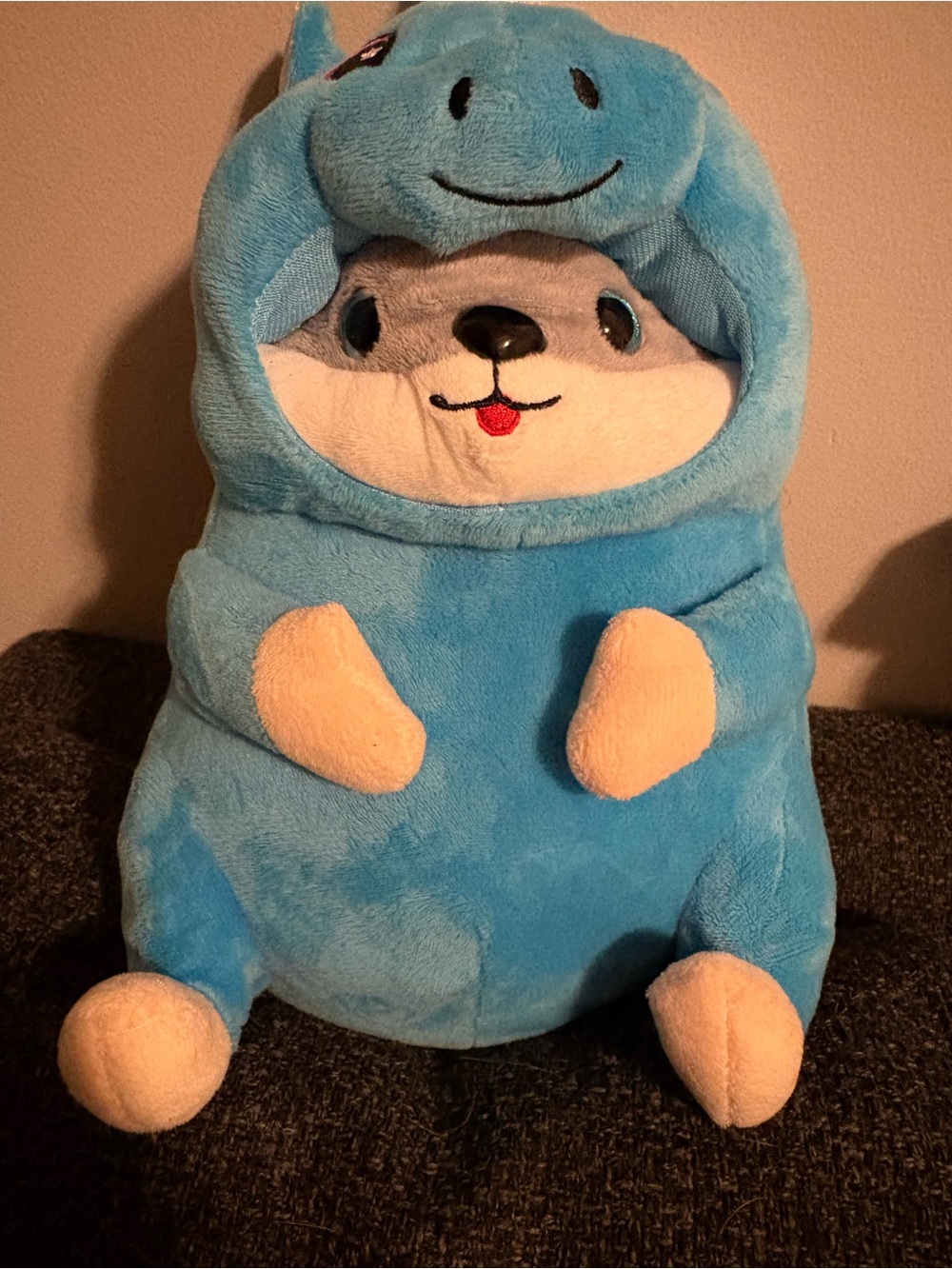 Kids Plush Animal Costume Hoodie - Blue
